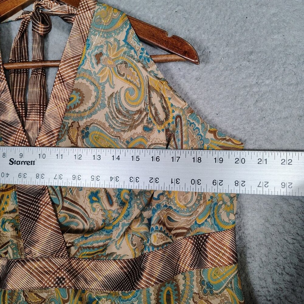 Lane Bryant Top Womens 20 Brown Paisley Halter Neck Blouse Y2K Retro Boho NWT - Picture 8 of 12